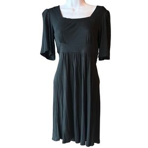 BCBGMAXAZRIA‎ Black Empire Waist Midi Dress Flutter Sleeve Size XSmall
